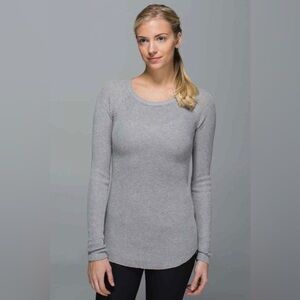 Lululemon Cabin Yogi Knit Sweater Gray Crew Neck